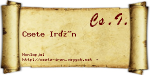 Csete Irén névjegykártya